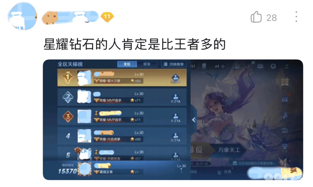 王者荣耀最强王者段位玩家仅占5% 数据让网友大跌眼镜