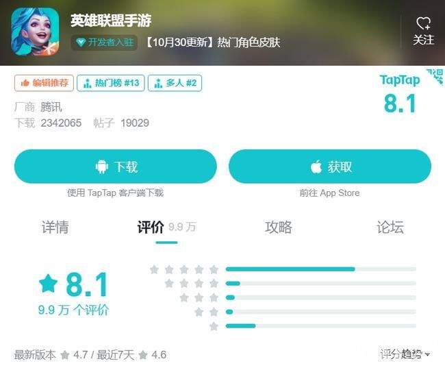 最新用户数据已公布！ 《英雄联盟手游》霸占各个游戏平台榜首