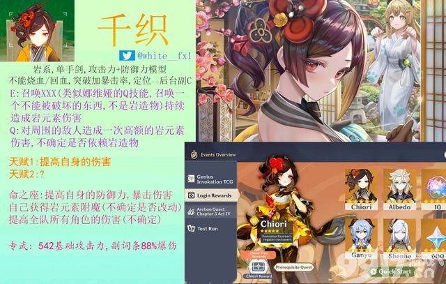 《原神》千织立绘公布，海灯节版本活动来了！阿贝多砂糖皮肤曝光